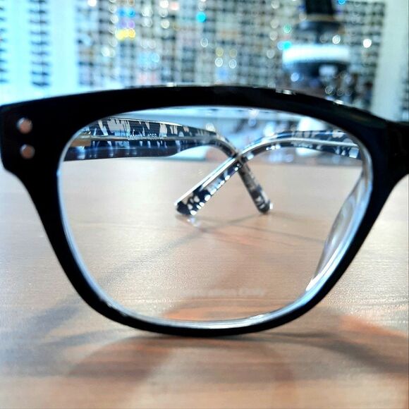 NEW Rx'able Eyeglass Frame, trendy full rim glasses, black/clear 52-17-145 - Picture 4 of 4